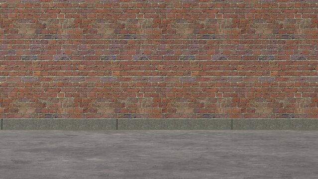 Wall Mural -  - Outdoor Uneven brick wall and concrete ground empty space abstract street modern 3d rendering background design material