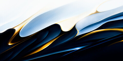 Wall Mural - abstraction graphic waves blue white with elements of gold strokes