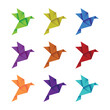 Flat origami paper bird vector