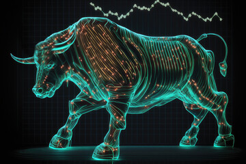 Wall Mural - Stock market bull market trading graph. Financial concept market place stock exchange, generative AI