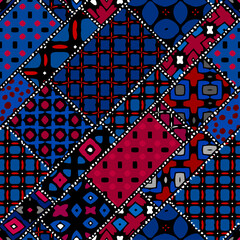 Poster - Vector ethnic tribal pattern. Seamless art image. Rhombuses patchwork.