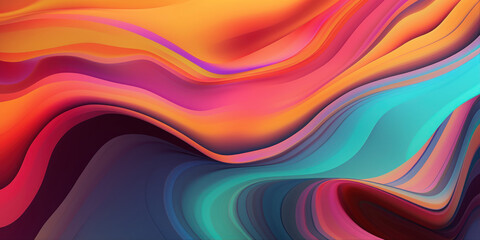 Poster - Abstract liquid motion flow. Curved wave colorful pattern Generative AI