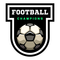 Soccer ball, football logo. Sport games. Sporting equipment. Emblem, badge.