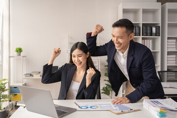 Wall Mural - Business women and man working in the office