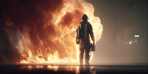 firefighter,digital illustration generative AI
