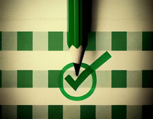 Checkmark With A Pencil Green Theme