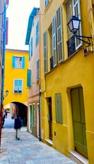 street with colorful houses in Villefranche sur Mer