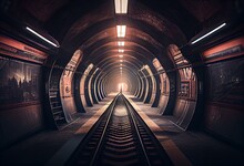 Underground Tunnel Train Station Which Was Closed For A Long Time Generative AI
