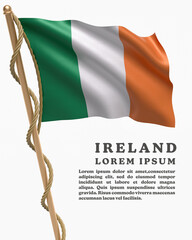 Wall Mural - White Backround Flag Of IRELAND