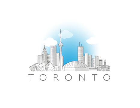 Toronto cityscape line art style EPS vector illustration