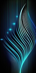 Fototapete - Lined scenery. In the abstract, a line. bright curved and striped. powerful scenery. blue presentation cover Generative AI