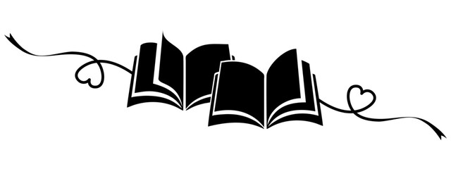illustration of a silhouette of a book with heart