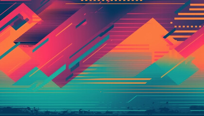 Fototapete - Simple minimalist futuristic trendy background abstract colorful wallpaper and backdrop. Digital art geometric line stripe bar element design material. circle abstract. Generative AI technology.