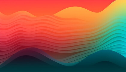 Fototapete - Simple minimalist retro color trendy background and abstract colorful wallpaper. Artistic digital art geometric line stripe and wave, element and design material. Generative AI technology.