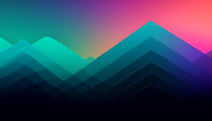 Fototapete - Simple minimalist retro color trendy background and abstract colorful wallpaper. Artistic digital art geometric line stripe and wave, element and design material. Generative AI technology.
