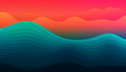 Fototapete - Simple minimalist retro color trendy background and abstract colorful wallpaper. Artistic digital art geometric line stripe and wave, element and design material. Generative AI technology.