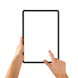 a tablet in a hand on the png backgrounds