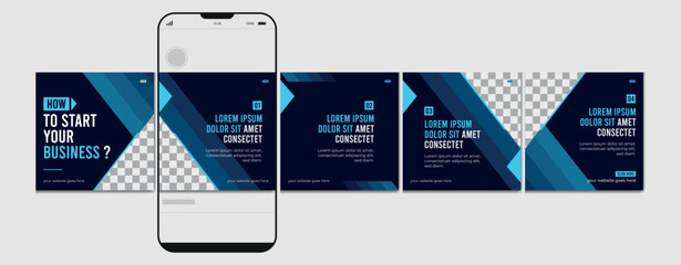 Wall Mural - set of instagram carousel post template, editable instagram carousel post, social media carousel pos