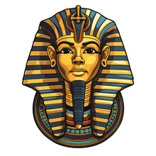 Cartoon King Tutankhamun's Mask Illustration