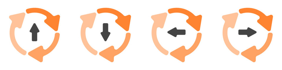 Poster - Ringed arrows vector. Set of circular arrows infographics vector. Black arrow in circle with arrows vector. Recycling sign.