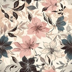  Playful and modern floral seamless pattern, featuring bold and geometric shapes that add a trendy and edgy touch to any project.