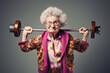 Funny old lady doing heavylifting. Generative AI