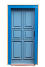 Vintage Wooden Door Isolated On White Background, Brazilian Old Door