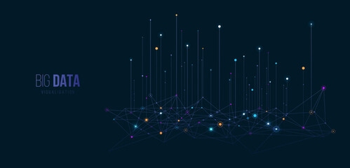 Aufkleber - Big data visual information background. Social network concept. Connection vector background.