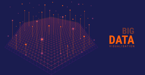 Aufkleber - Big data visual information background. Social network concept. Connection vector background.