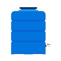 Wall Mural - Water tank vector. Tap. Blue water tank on white background.