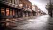 Empty main street in a small town, stores closed due to economic downturn, illustrating the impact of financial struggles on local communities and businesses, generative ai
