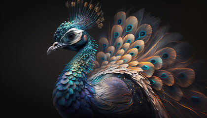 Naklejka na meble Peacock abstract wallpaper. Soft background with cute peafowl  bird in Pastel colors generative ai