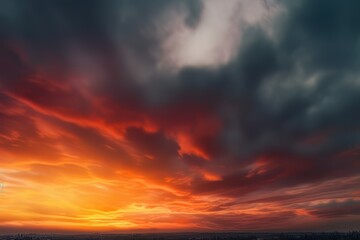 Wall Mural - abstract nature sky and skyline photo, in the style of colorful turbulence, dark orange and dark cyan