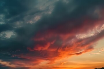 Wall Mural - abstract nature sky and skyline photo, in the style of colorful turbulence, dark orange and dark cyan