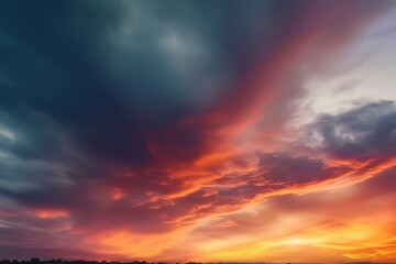 Wall Mural - abstract nature sky and skyline photo, in the style of colorful turbulence, dark orange and dark cyan