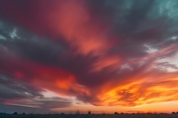 Wall Mural - abstract nature sky and skyline photo, in the style of colorful turbulence, dark orange and dark cyan