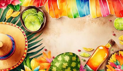 Wall Mural - Cinco de mayo holiday background with copy space for text generative ai