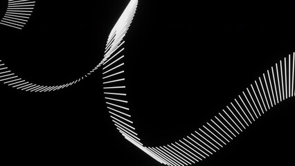 Poster - Moving curved 3d line of stripes. Design. 3D strip of stripes moves with bends in space. Animation of bending ribbon of stripes in motion