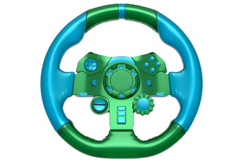 Poster - Realistic leather steering wheel in trendy style glassmorphism or frosted glass