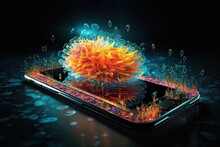 Cell Phone With Abstract Colored Chaotic Particles Generative Ai