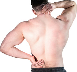 Wall Mural - Bodybuilder with painful back and neck