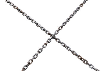 3d image of metallic chains in cross shape