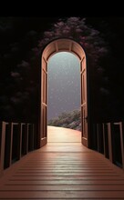 Mysterious Door In The Dark. Fantasy World. Generative Ai