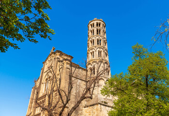 Wall Mural - Saint Théodorit d'Uzès cathedral and the Fenestrelle tower in Uzès, in the Cévennes, Gard, in Occitanie, France