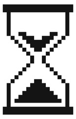 Poster - hourglass icon in retro pixel style. black cursor