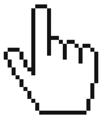 Poster - forefinger cursor in pixel style. pointing finger hand gesture