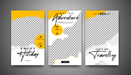 Wall Mural - social media post template for travel holiday tourism marketing and sale promotion. travelling templ