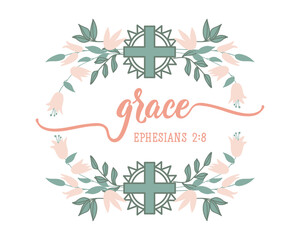 Sticker - Grace. Bible lettering. calligraphy vector. Ink illustration.