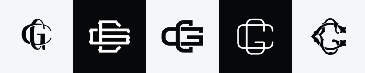 Initial letters CG Monogram Logo Design Bundle
