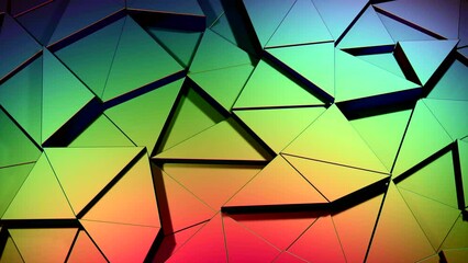 Poster - Computer animation of disappearing and appearing triangles. Design. 3D background with triangular pattern and swapping shapes. Moving triangles in 3D mosaic background